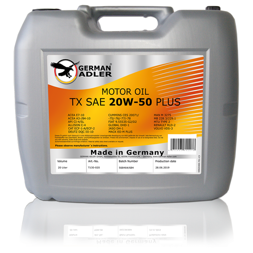 GERMAN ADLER 20W50 E7 TX PLUS 4X4L